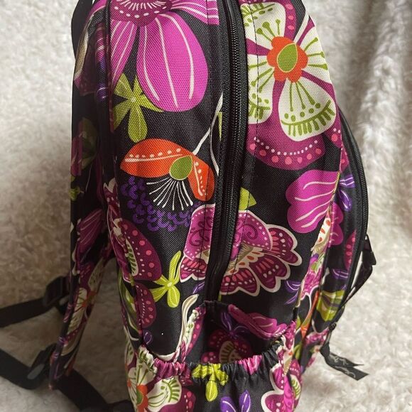 Vera Bradley Pirouette Black & Pink Floral Lighten Up Campus large Backpack